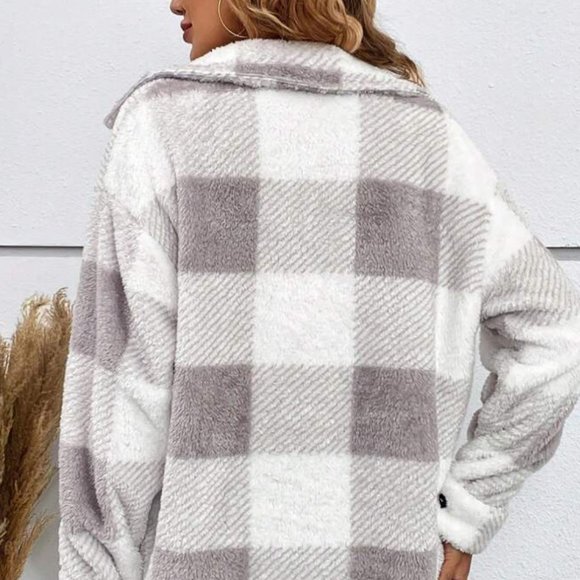 ❤️SALE Women’s Buffalo Plaid Jacket Super Soft Teddy Jacket Women’s Shacket Coat - Picture 2 of 5
